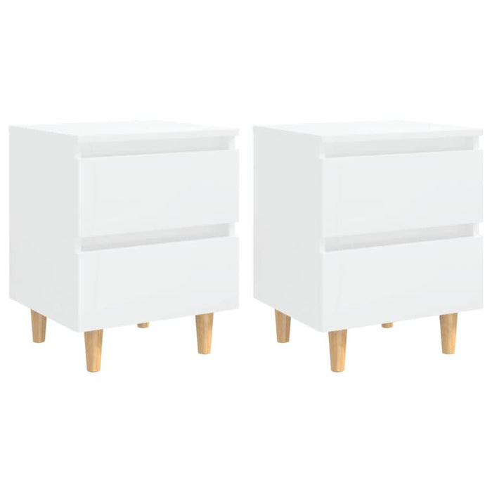 Noptiere & picioare lemn pin 2 buc. alb extralucios 40x35x50 cm - WALTI WALTI