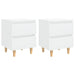 Noptiere & picioare lemn pin 2 buc. alb extralucios 40x35x50 cm - WALTI WALTI