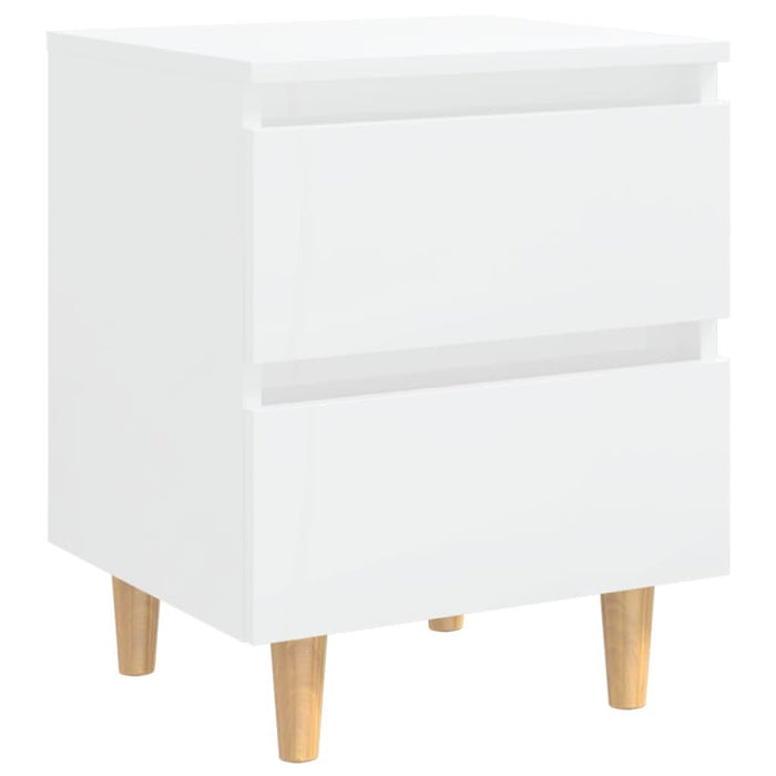 Noptiere & picioare lemn pin 2 buc. alb extralucios 40x35x50 cm - WALTI WALTI