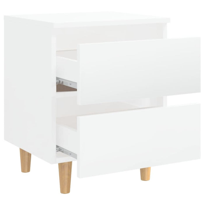 Noptiere & picioare lemn pin 2 buc. alb extralucios 40x35x50 cm - WALTI WALTI