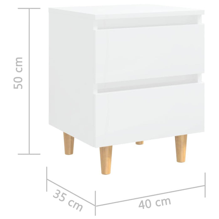 Noptiere & picioare lemn pin 2 buc. alb extralucios 40x35x50 cm - WALTI WALTI