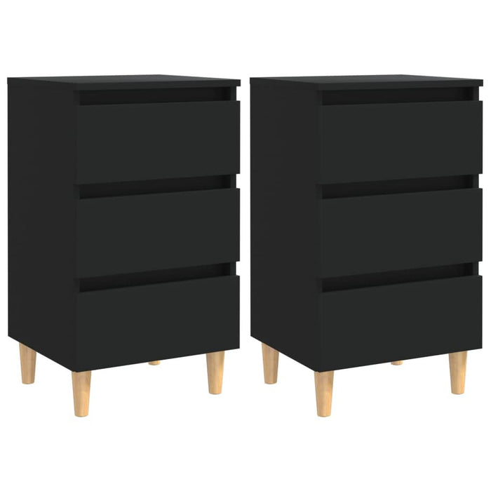 Noptiere cu picioare lemn masiv, 2 buc., negru, 40x35x69 cm - WALTI WALTI