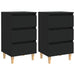 Noptiere cu picioare lemn masiv, 2 buc., negru, 40x35x69 cm - WALTI WALTI