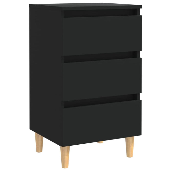 Noptiere cu picioare lemn masiv, 2 buc., negru, 40x35x69 cm - WALTI WALTI