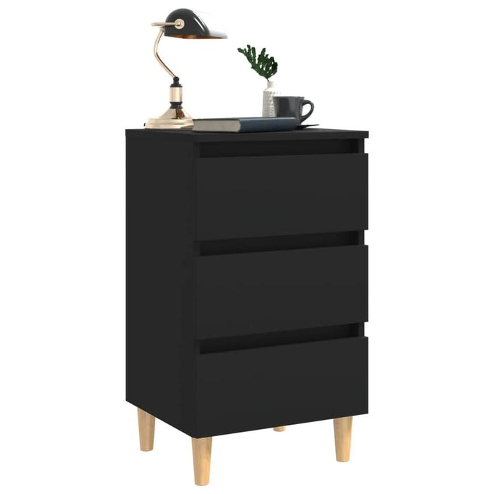 Noptiere cu picioare lemn masiv, 2 buc., negru, 40x35x69 cm - WALTI WALTI