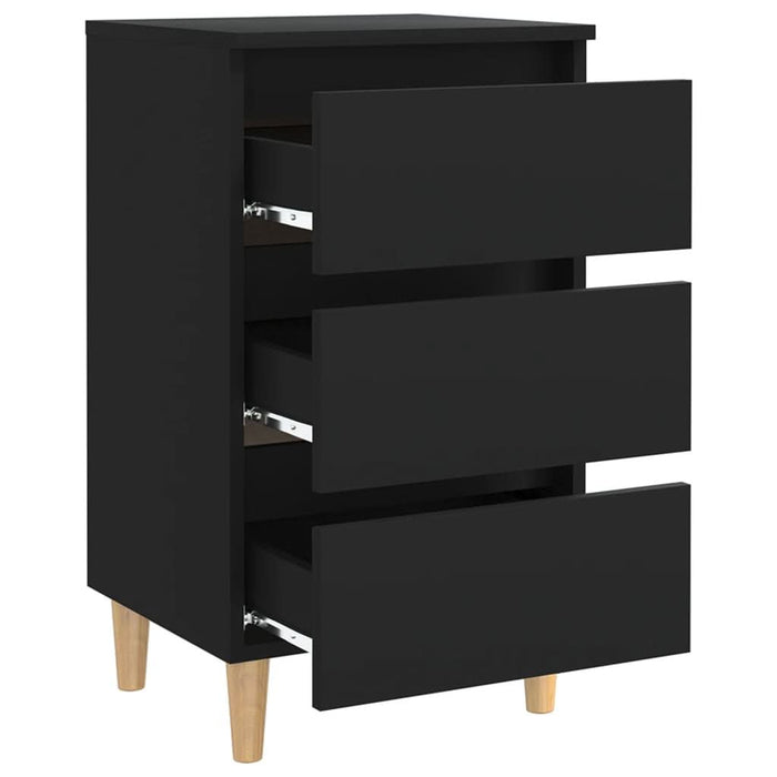 Noptiere cu picioare lemn masiv, 2 buc., negru, 40x35x69 cm - WALTI WALTI