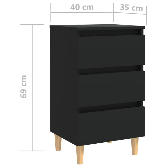 Noptiere cu picioare lemn masiv, 2 buc., negru, 40x35x69 cm - WALTI WALTI