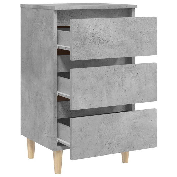Noptieră cu picioare lemn masiv, gri beton, 40x35x69 cm - WALTI WALTI
