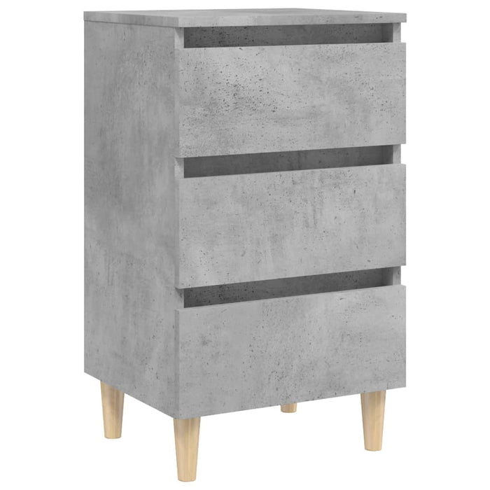 Noptiere cu picioare lemn masiv, 2 buc., gri beton, 40x35x69 cm - WALTI WALTI