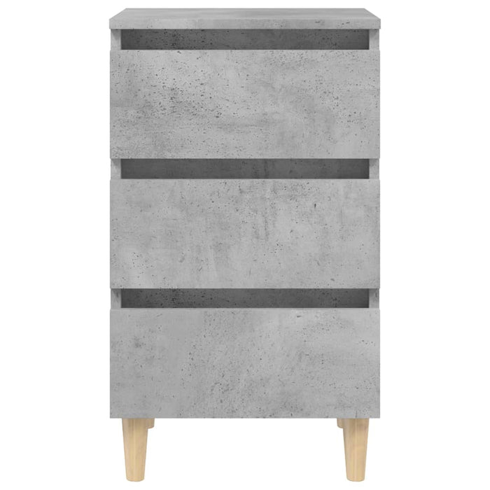 Noptiere cu picioare lemn masiv, 2 buc., gri beton, 40x35x69 cm - WALTI WALTI