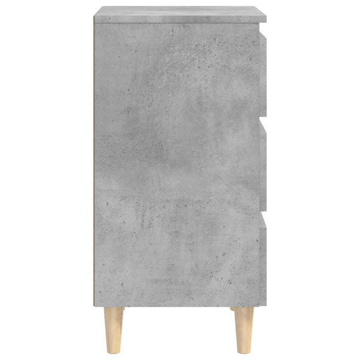 Noptiere cu picioare lemn masiv, 2 buc., gri beton, 40x35x69 cm - WALTI WALTI