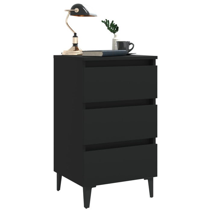 Noptieră cu picioare metalice, negru, 40x35x69 cm WALTI