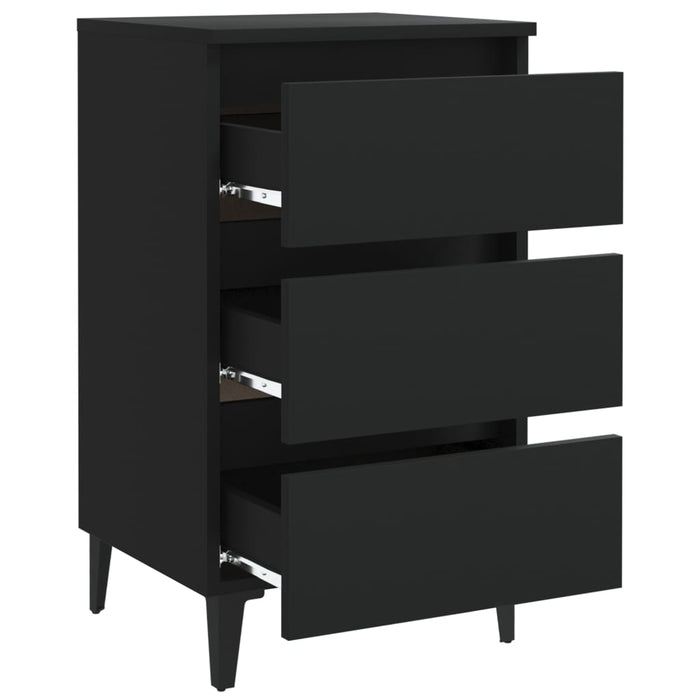 Noptieră cu picioare metalice, negru, 40x35x69 cm WALTI