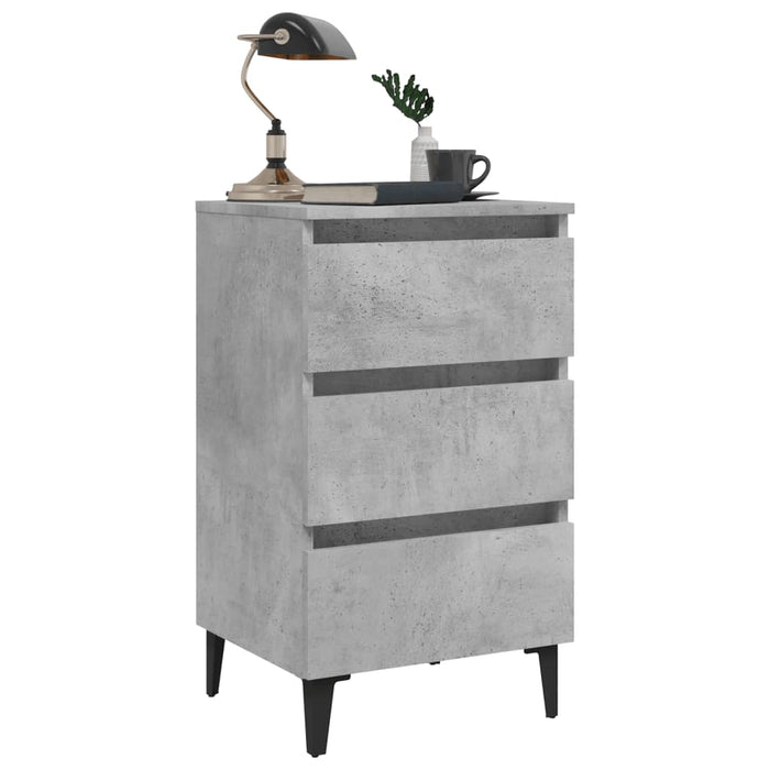 Noptieră cu picioare metalice, gri beton, 40x35x69 cm - WALTI WALTI