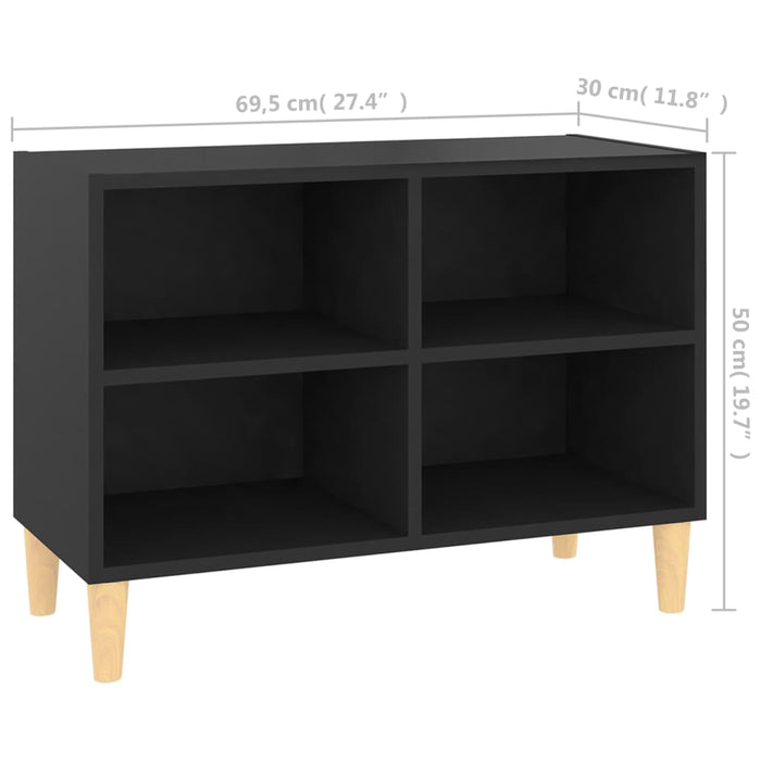 Comodă TV, picioare lemn masiv, negru, 69,5x30x50 cm - WALTI WALTI