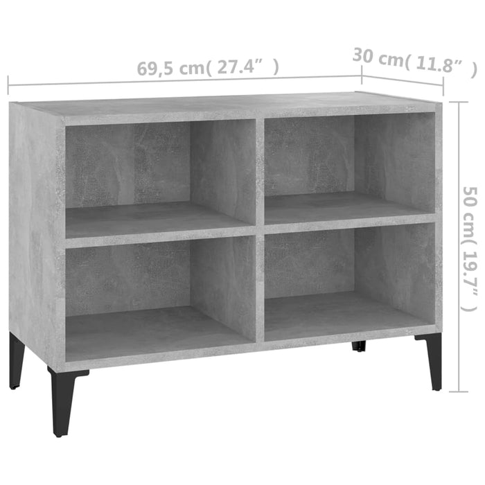 Comodă TV cu picioare metalice, gri beton, 69,5x30x50 cm - WALTI WALTI
