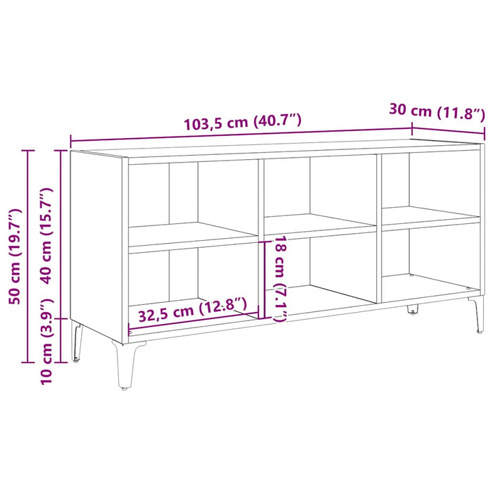 Comodă TV cu picioare metalice, alb, 103,5x30x50 cm - WALTI WALTI