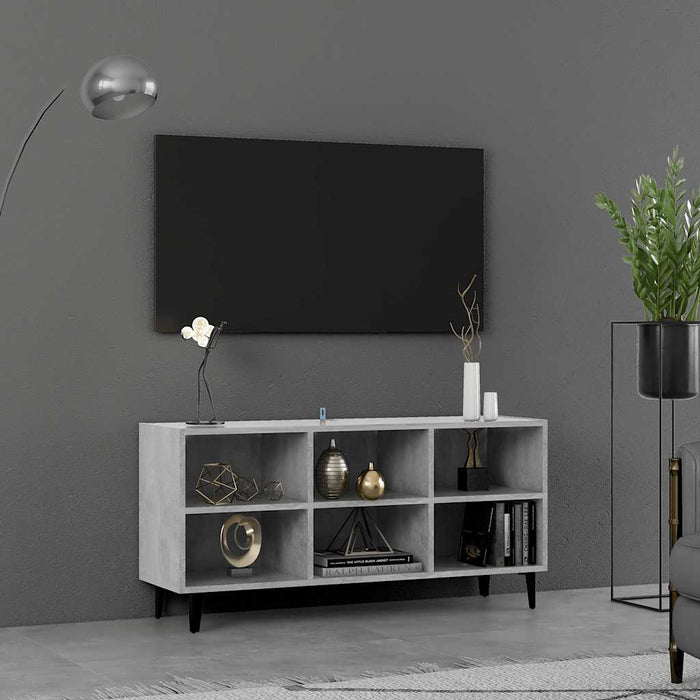 Comodă TV cu picioare metalice, gri beton, 103,5x30x50 cm - WALTI WALTI