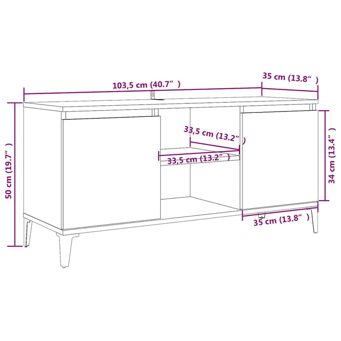 Comodă TV cu picioare metalice, gri, 103,5x35x50 cm WALTI