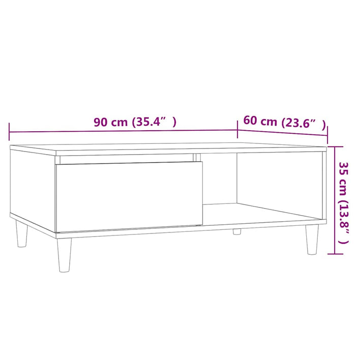 Masă de cafea, gri beton, 90x60x35 cm, lemn prelucrat WALTI