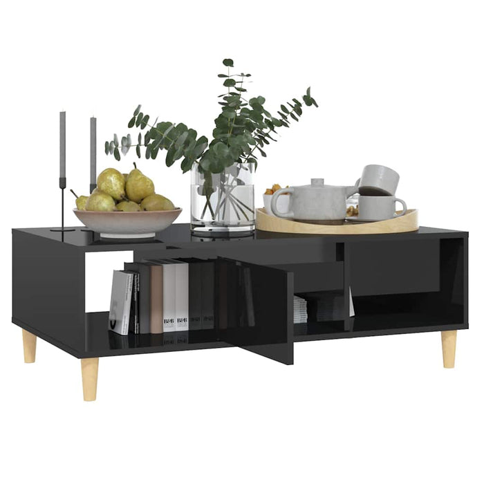 Măsuță de cafea negru extralucios 103,5x60x35 cm lemn prelucrat WALTI
