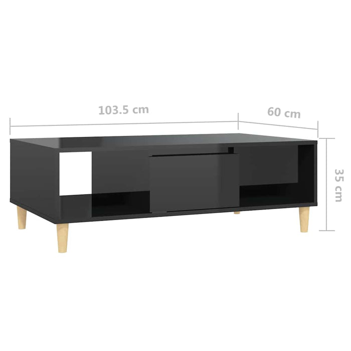 Măsuță de cafea negru extralucios 103,5x60x35 cm lemn prelucrat WALTI
