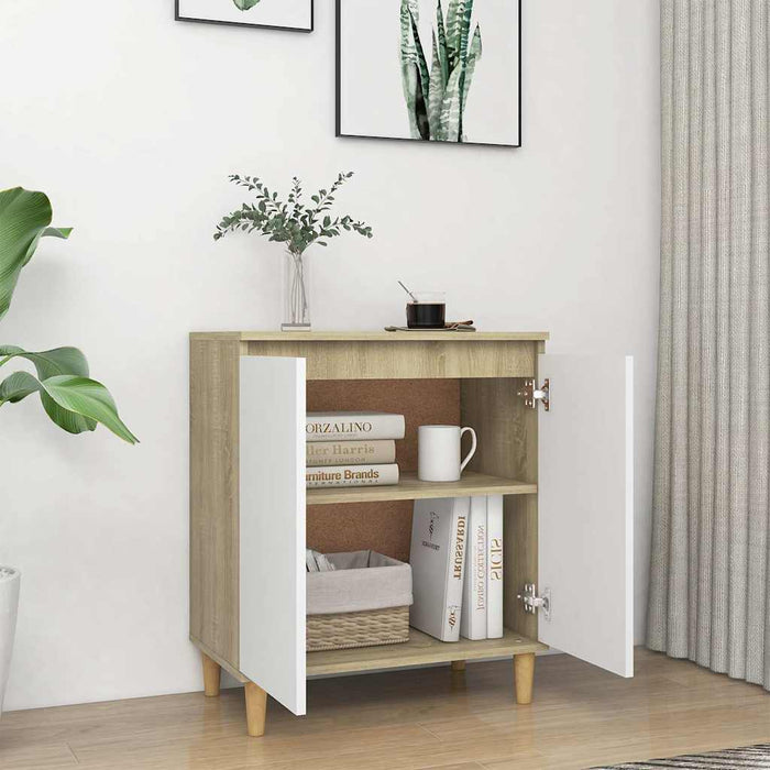 Servantă picioare lemn masiv alb/stejar sonoma 60x35x70 cm PAL WALTI