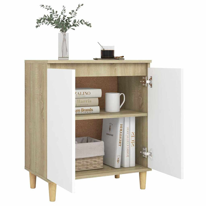 Servantă picioare lemn masiv alb/stejar sonoma 60x35x70 cm PAL WALTI