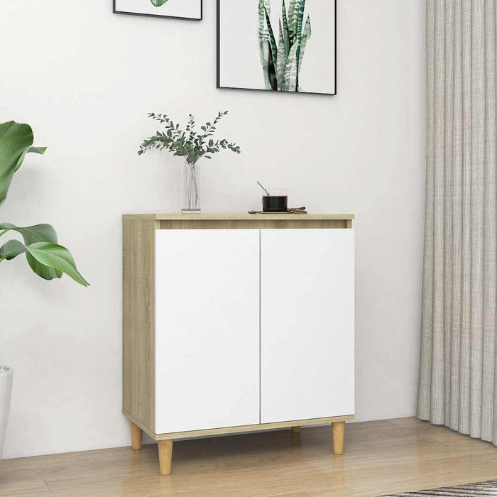 Servantă picioare lemn masiv alb/stejar sonoma 60x35x70 cm PAL WALTI