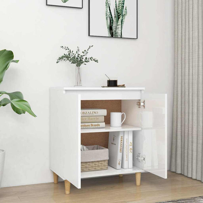 Servantă & picioare lemn masiv alb extralucios 60x35x70cm PAL WALTI