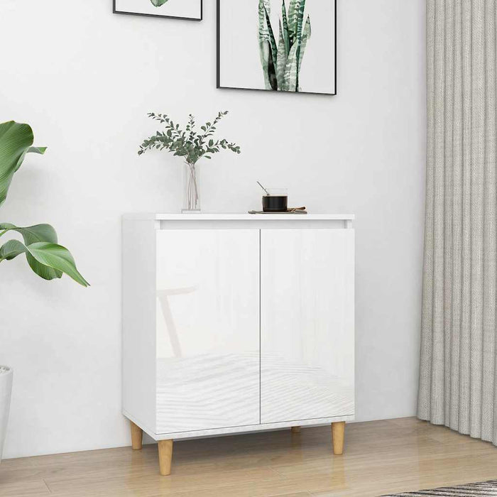 Servantă & picioare lemn masiv alb extralucios 60x35x70cm PAL WALTI