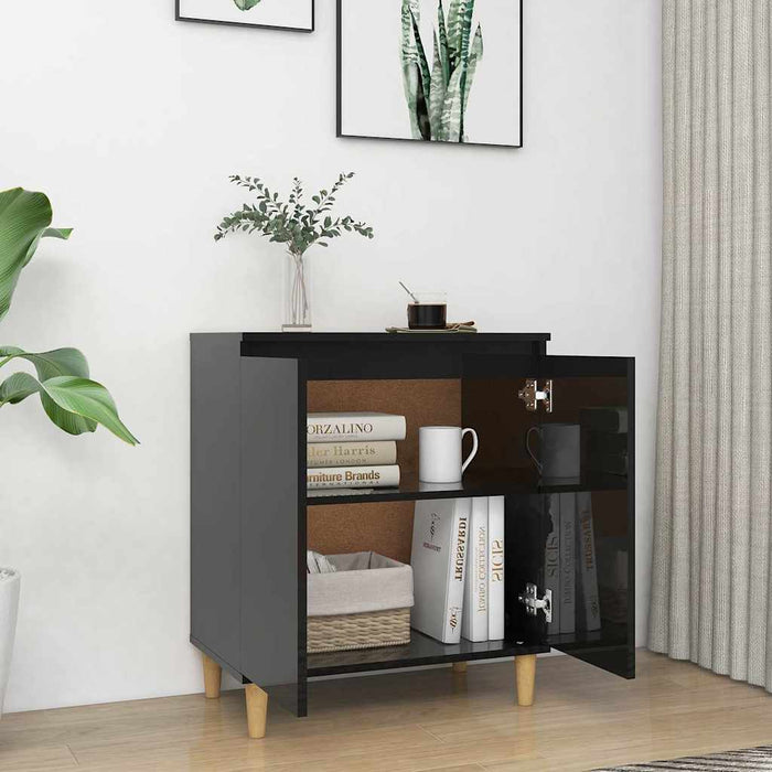 Servantă & picioare lemn masiv negru extralucios 60x35x70cm PAL WALTI