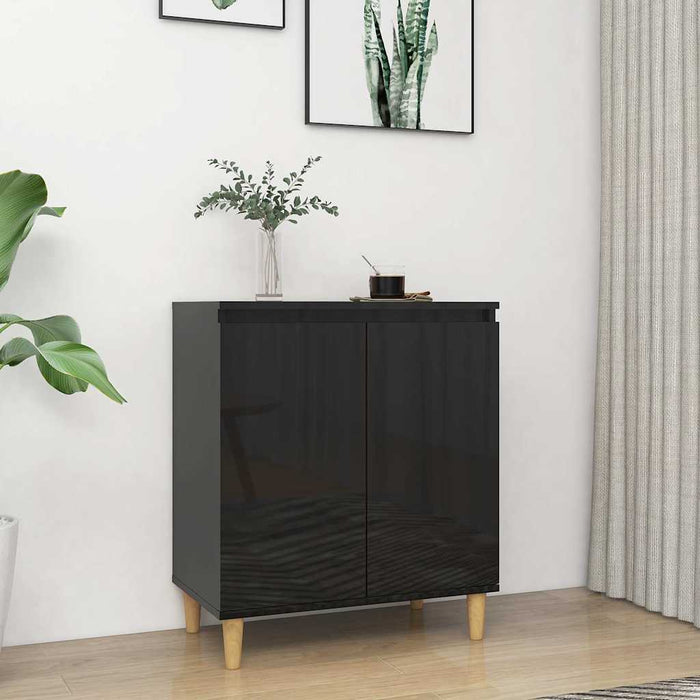 Servantă & picioare lemn masiv negru extralucios 60x35x70cm PAL WALTI