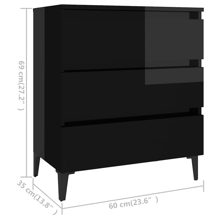 Servantă, negru extralucios, 60x35x69 cm, PAL WALTI