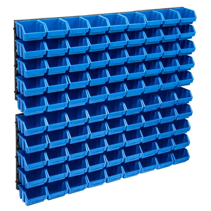 Set cutii depozitare, 96 piese, panouri perete, albastru&negru - WALTI WALTI