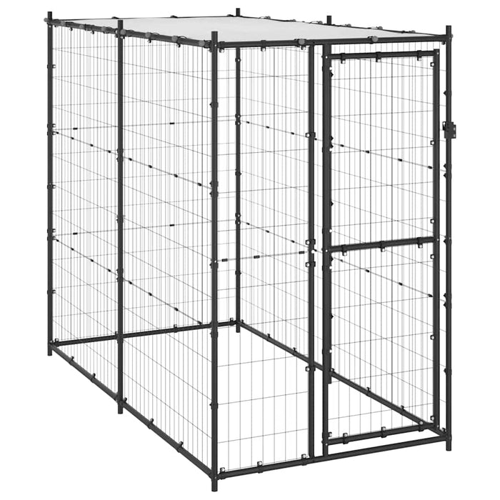Padoc pentru câini de exterior cu acoperiș 110x220x180 cm oțel - WALTI WALTI