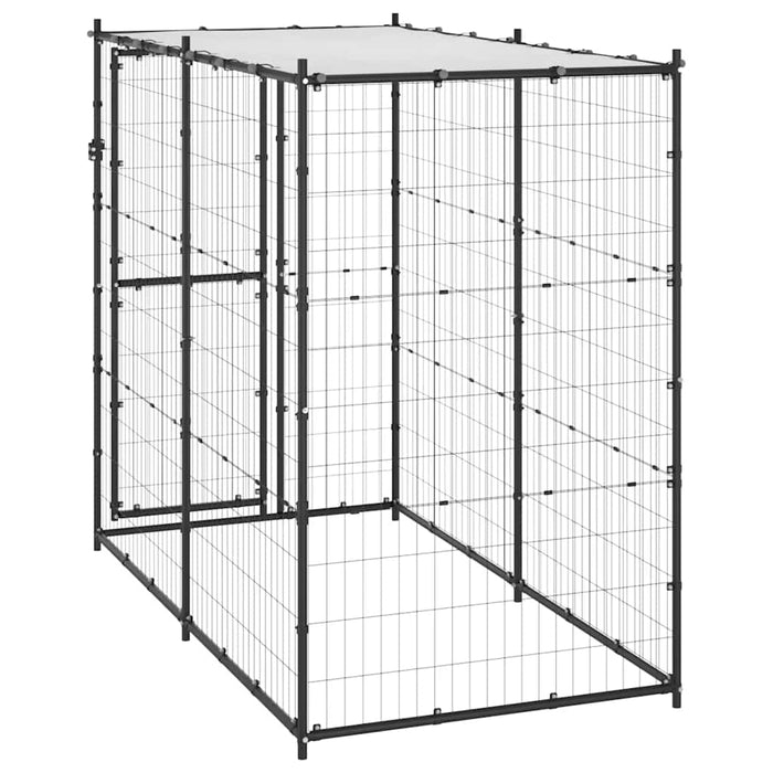 Padoc pentru câini de exterior cu acoperiș 110x220x180 cm oțel - WALTI WALTI