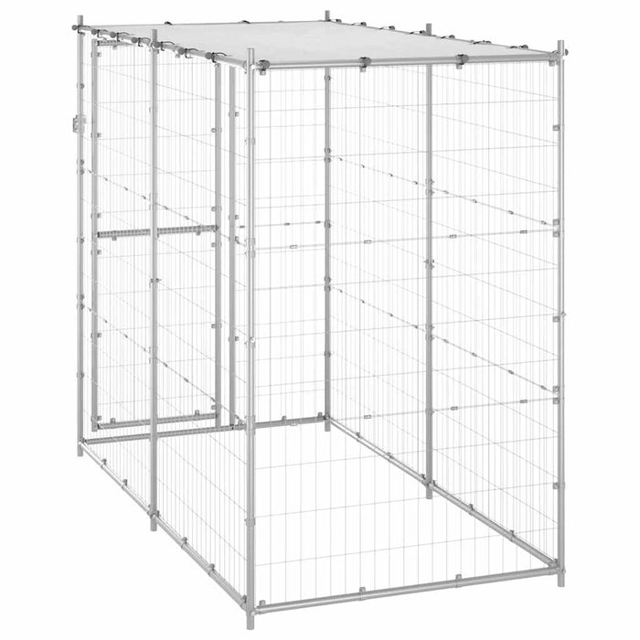 Padoc câini de exterior cu acoperiș 110x220x180 cm oțel zincat - WALTI WALTI