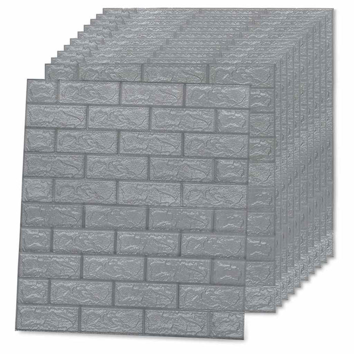 Tapet perete autocolant 3D, 20 buc., antracit, model cărămizi WALTI