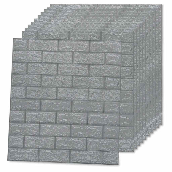 Tapet perete autocolant 3D, 40 buc., antracit, model cărămizi WALTI