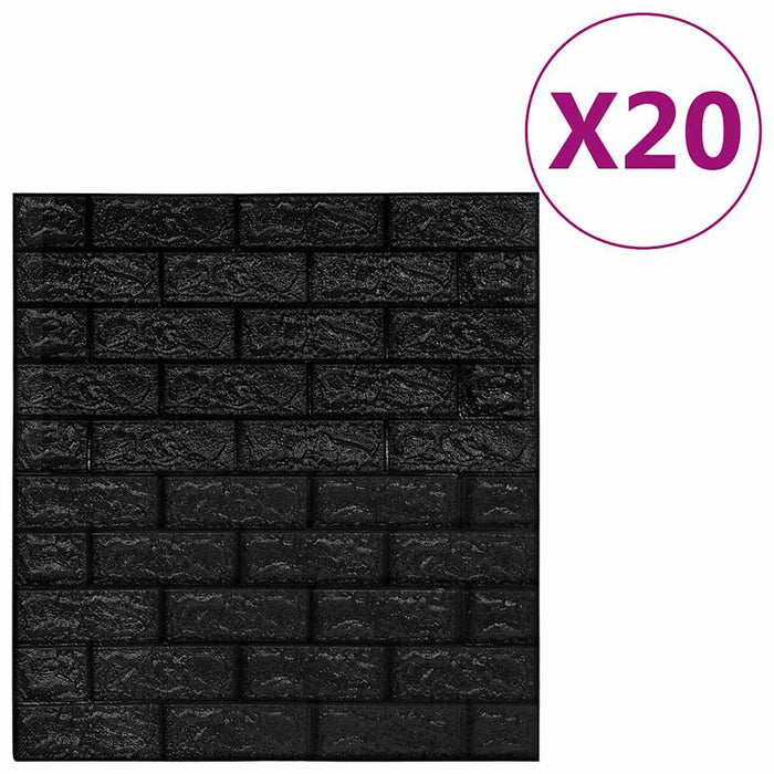 Tapet de perete autocolant 3D, 20 buc., negru WALTI
