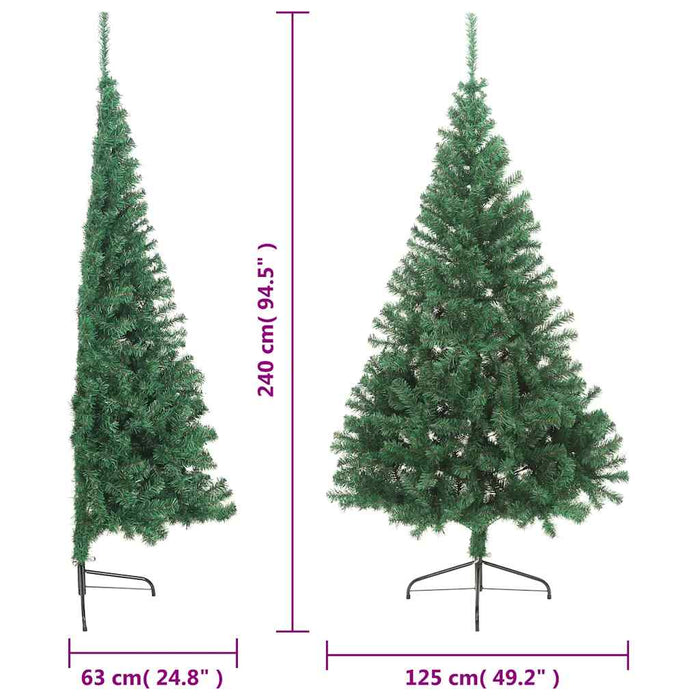 Jumătate brad de Crăciun artificial cu suport, verde 240 cm PVC - WALTI WALTI