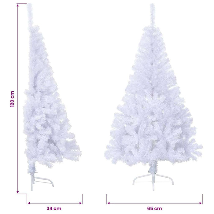 Jumătate brad de Crăciun cu suport, alb, 120 cm, PVC WALTI