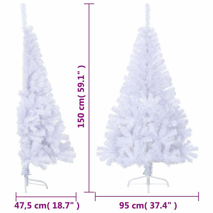 Jumătate pom Crăciun artificial cu suport, alb, 150 cm, PVC WALTI