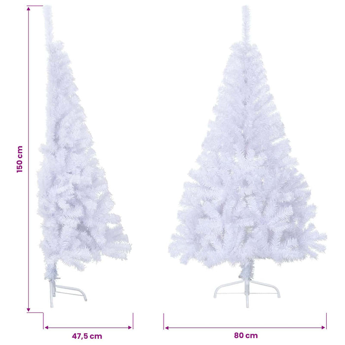Jumătate pom Crăciun artificial cu suport, alb, 150 cm, PVC WALTI