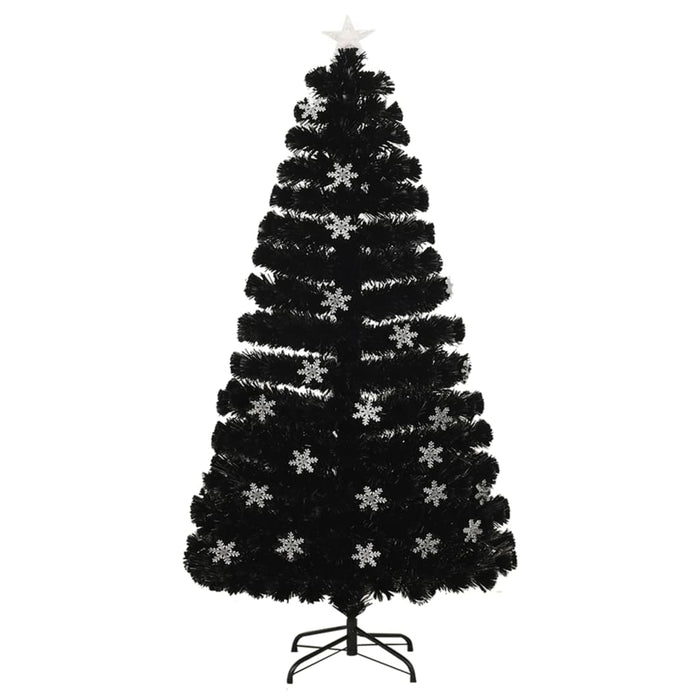 Brad Crăciun cu LED fulgi de zăpadă, negru 120 cm fibră optică - WALTI WALTI