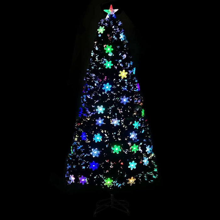 Brad Crăciun cu LED fulgi de zăpadă, negru 150 cm fibră optică - WALTI WALTI