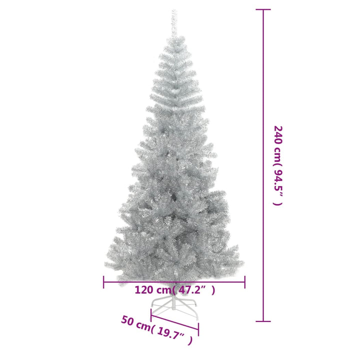 Pom de Crăciun artificial cu suport, argintiu, 240 cm, PET - WALTI WALTI