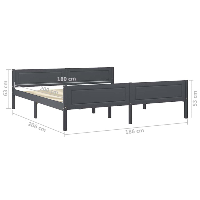 Cadru de pat, gri, 180x200 cm, lemn masiv de pin - WALTI WALTI