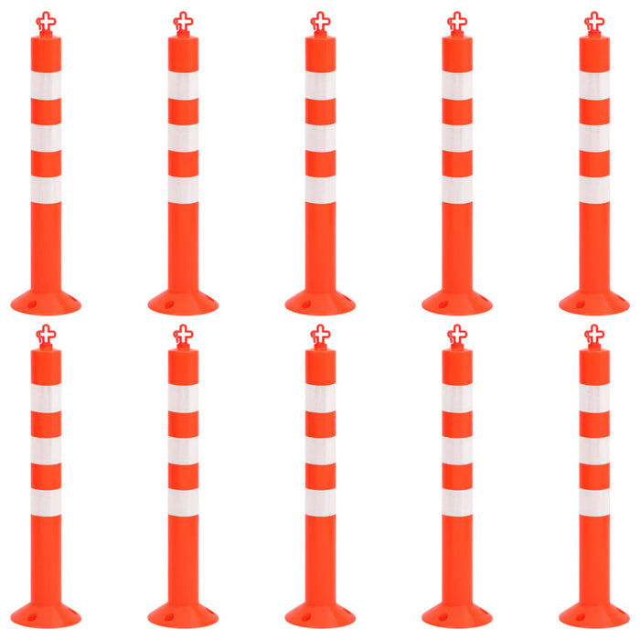 Bornă de control trafic cu lanţ, 10 buc., 75 cm, PE - WALTI WALTI